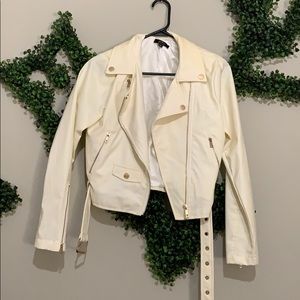 Cream Leather Jacket